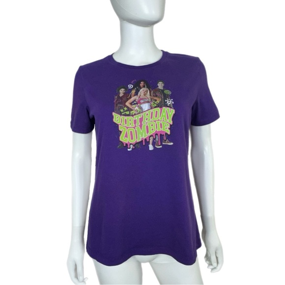 Disney Zombies Birthday Group Girls Short Sleeve Purple Tee - Picture 1 of 6